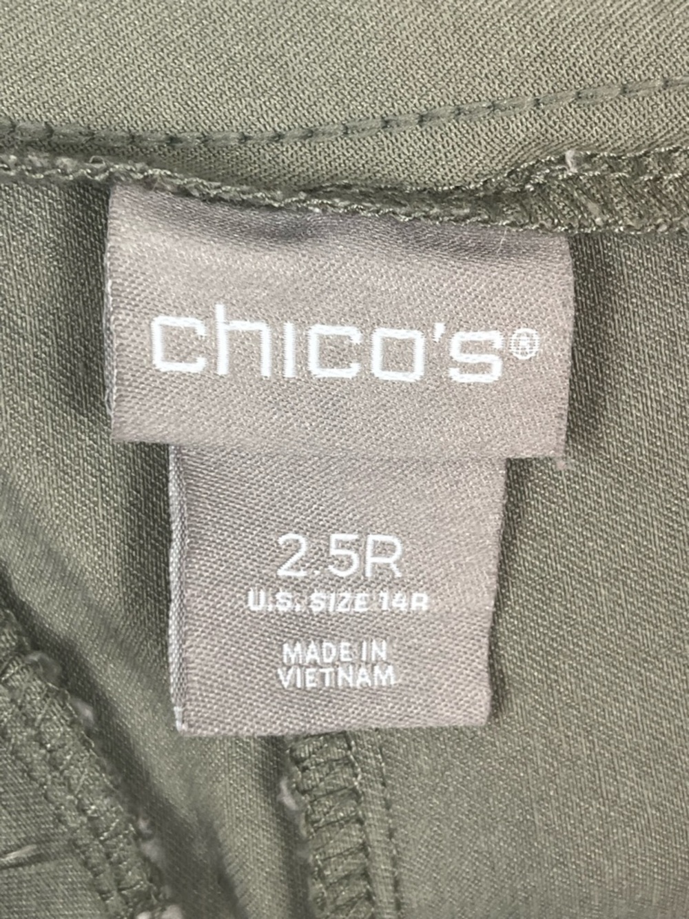Chico’s olive green rayon nylon spandex pull on style pants, size 14. - Picture 6 of 7